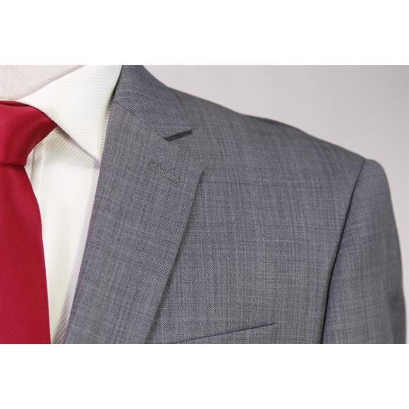 Express Mens Photographer Fitted Solid Light Gray 2-Btn Suit 38S - Picture 4 of 9